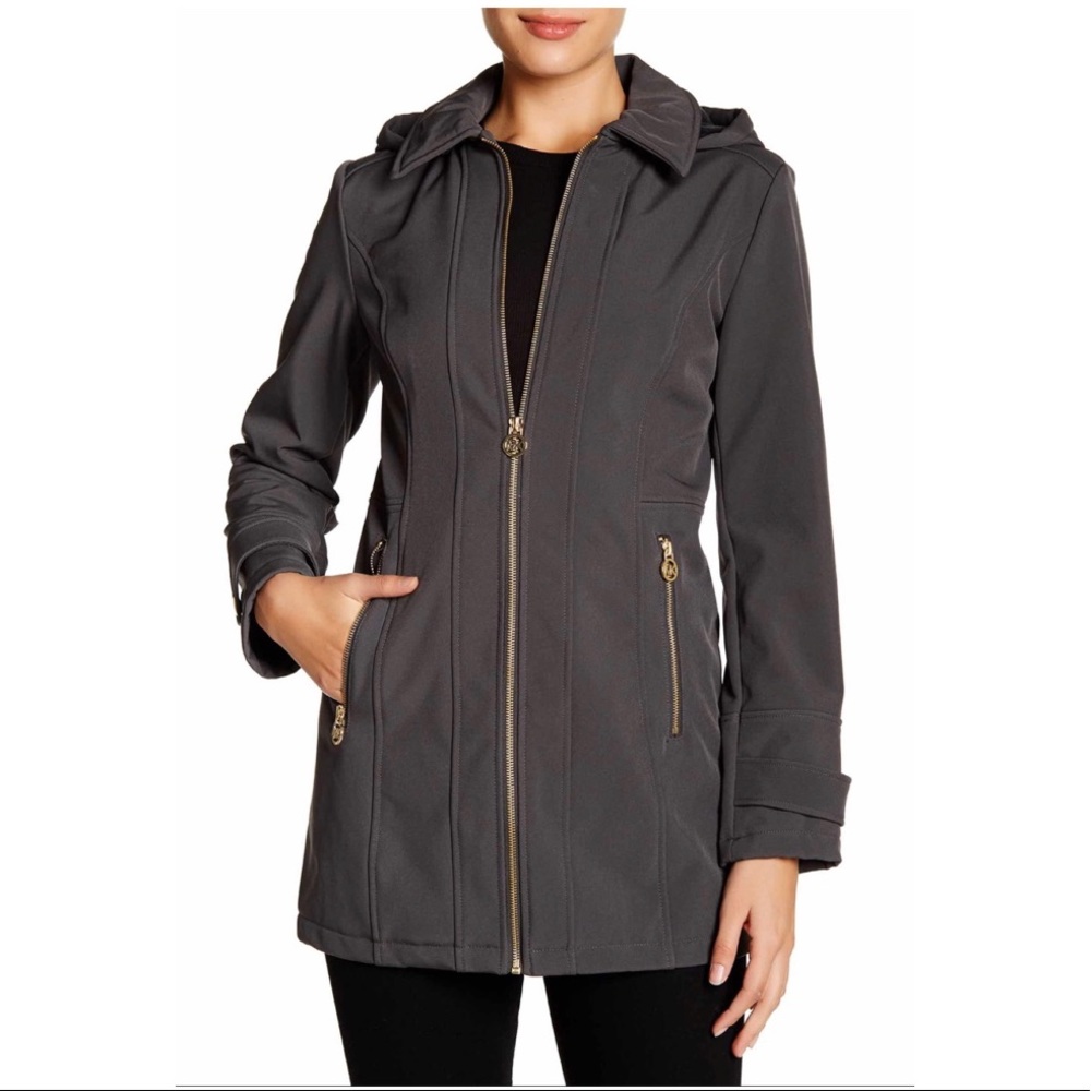 MICHAEL Michael KORS Charcoal Hooded Raincoat